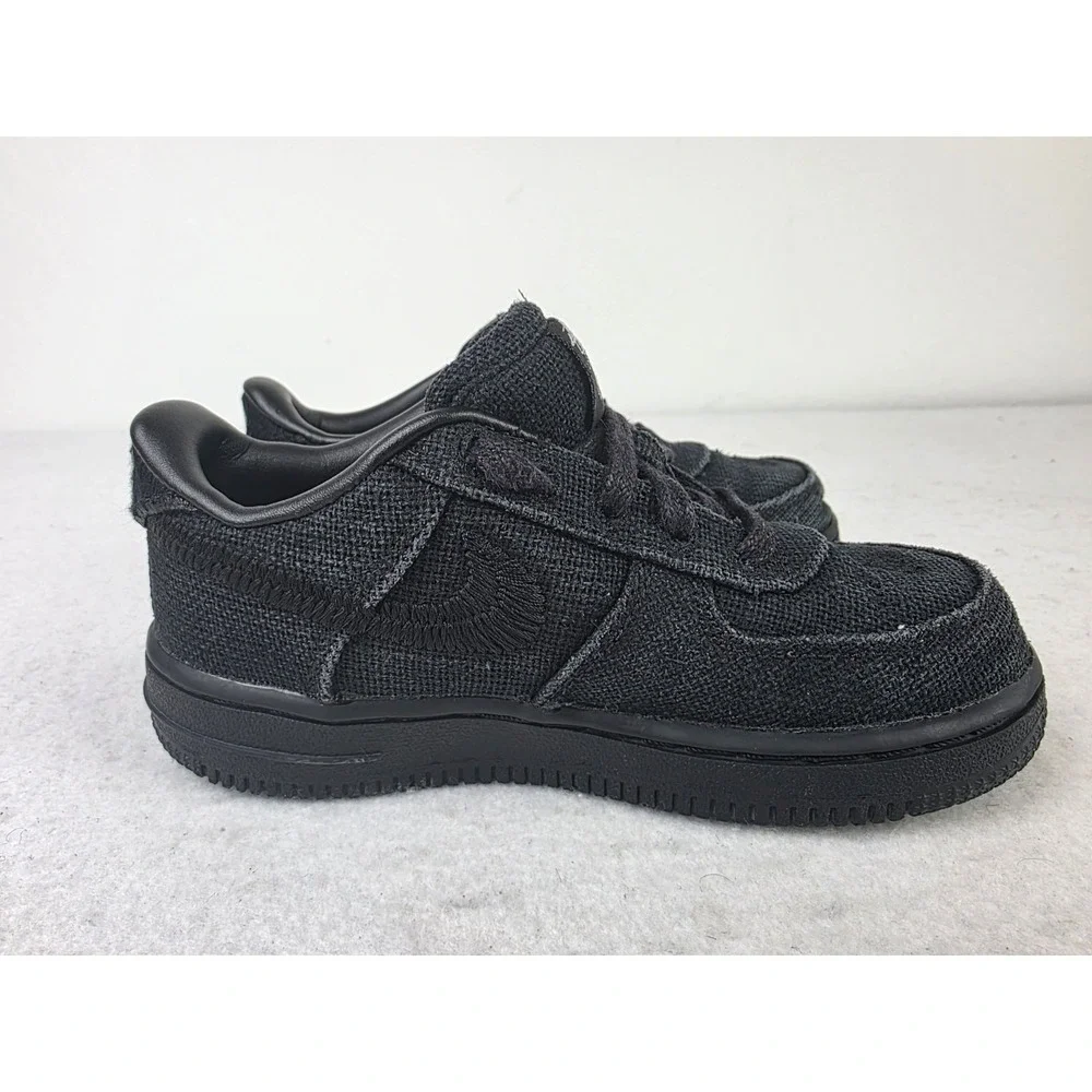 Nike x Stussy Air Force 1 Low Triple Black‎ TD Toddler Size 10C DC8306-001